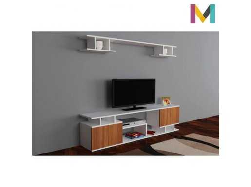 Roid Teak Tv Ünitesi-Beyaz Teak - Kargo Bedava